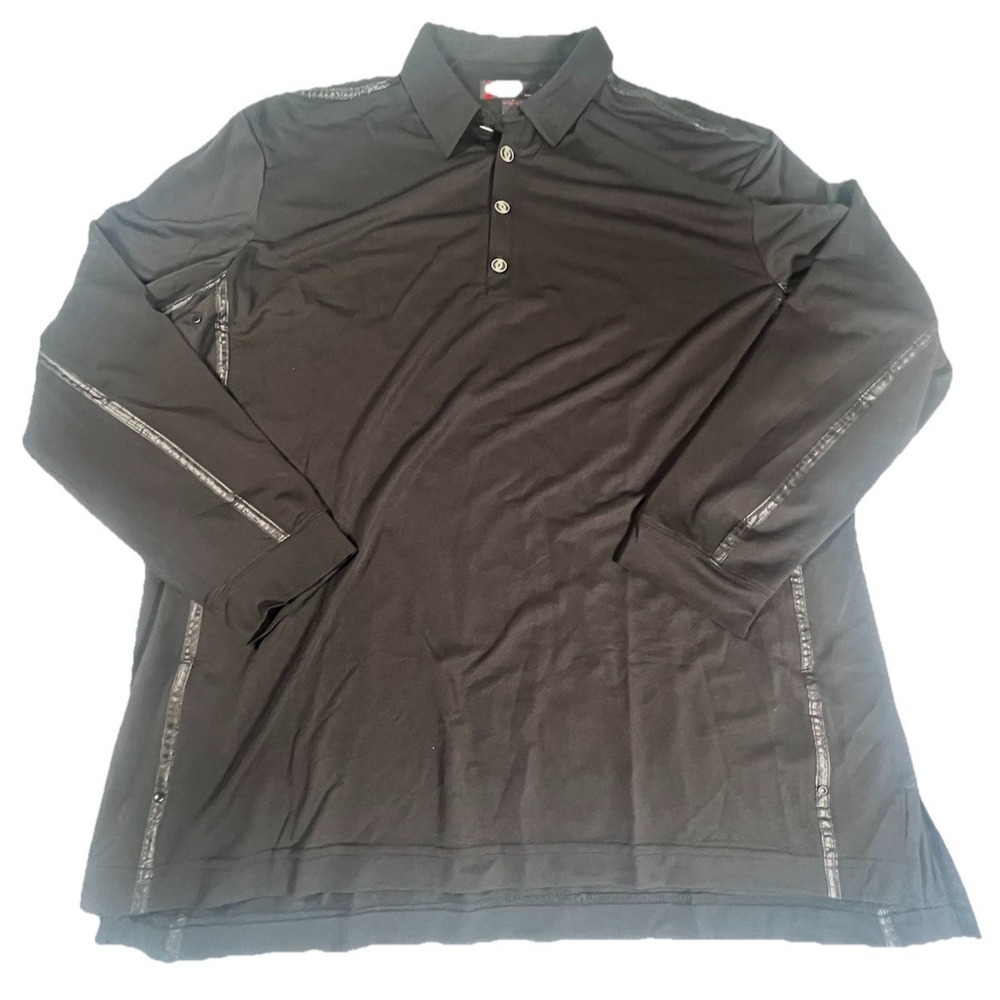 Jamie Sadock Men's Golf Shirt Black Long Sleeve Grommet Detail Sz‎ Large
